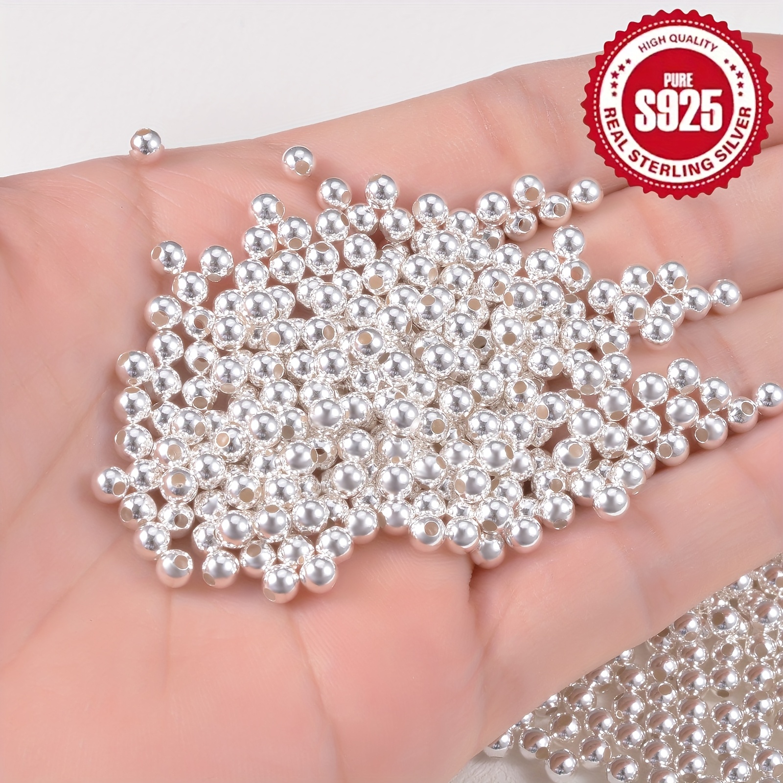 150pcs S925 Sterling Silver Round Spacer Beads for Jewelry Making
